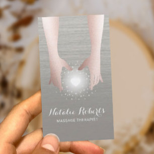 Tarjeta De Visita Terapia Beige de Reiki Energy Healing Hands