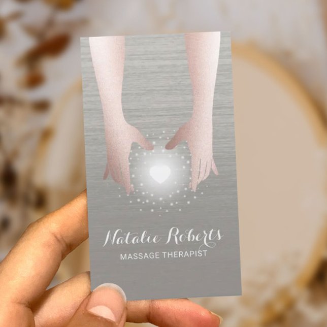 Tarjeta De Visita Terapia Beige de Reiki Energy Healing Hands (Subido por el creador)