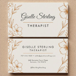 Tarjeta De Visita Terapia Botánica Taupe Copper Sofisticado