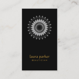 Tarjeta De Visita Terapia con logotipo de flores de Lotus negro Yoga