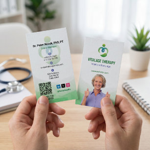 Tarjeta De Visita Terapia de Bienestar para Mayores   Retrato Verde 