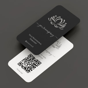 Tarjeta De Visita Terapia de Bienestar Personal Elegante Silver Lotu