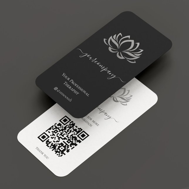Tarjeta De Visita Terapia de Bienestar Personal Elegante Silver Lotu (Personal Wellness Therapist Elegant Silver Lotus Business Card
)