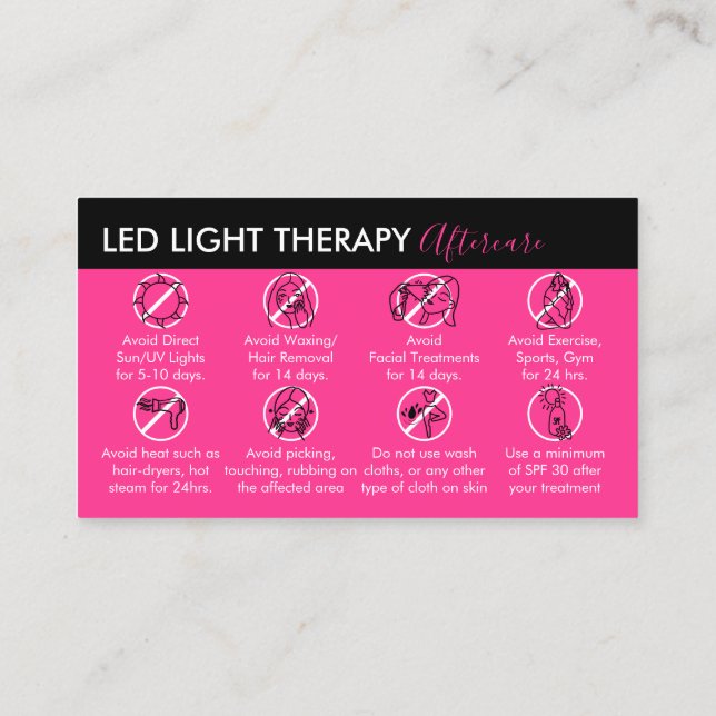 Tarjeta De Visita Terapia De La Luz Led De Neon Pink (Reverso)