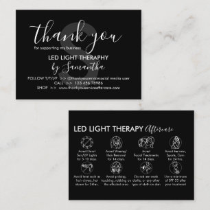 Tarjeta De Visita Terapia de luz led blanco y negro después del cuid