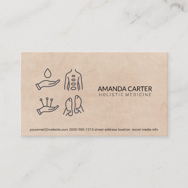 Tarjeta De Visita Terapia de Masaje | Acupuntura Medicina holística (Anverso)