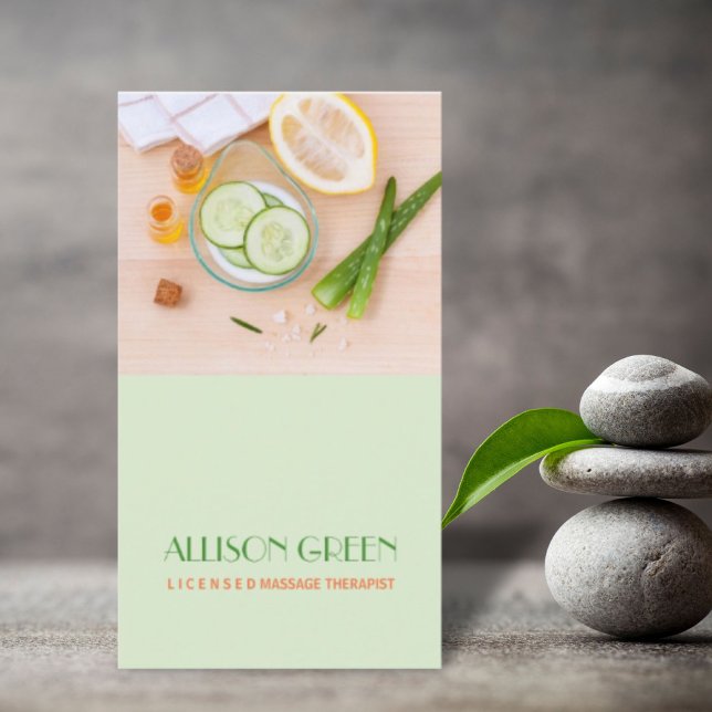 Tarjeta De Visita Terapia de Masaje Aromaterapia Aceite Esencial Nat (Massage Therapy Natural Essential Oil Aromatherapy Business Card)