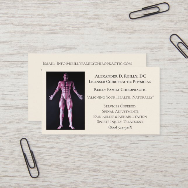 Tarjeta De Visita Terapia de masaje blanco Médico quiropráctico (Anverso/Reverso In Situ)