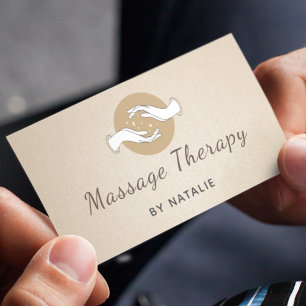 Tarjeta De Visita Terapia de Masaje Boho Elegante Escritura Manos Sa