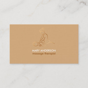 Tarjeta De Visita Terapia de Masaje Brown Copper Masajista Spa