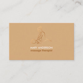 Tarjeta De Visita Terapia de Masaje Brown Copper Masajista Spa