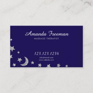 Tarjeta De Visita Terapia de Masaje Celestial Serene Silver