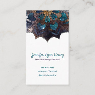 Tarjeta De Visita Terapia de Masaje Cósmica Morada Boho Mandala