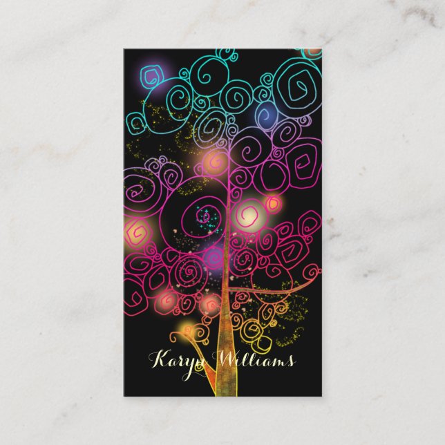 Tarjeta De Visita Terapia de Masaje de Árboles Espirales Elegantes (Anverso)