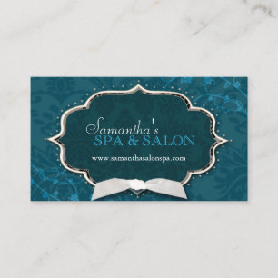 Tarjeta De Visita Terapia De Masaje De Damask Swirls Spa