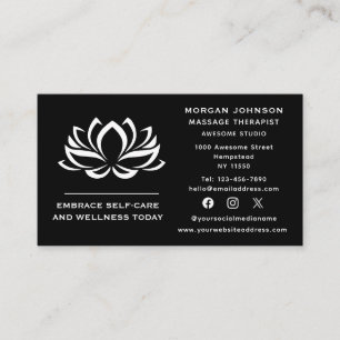 Tarjeta De Visita Terapia de Masaje de Flores Lotus en Medios Social