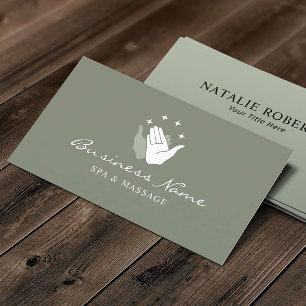 Tarjeta De Visita Terapia de Masaje de Manos Curativas SPA Sage Gree