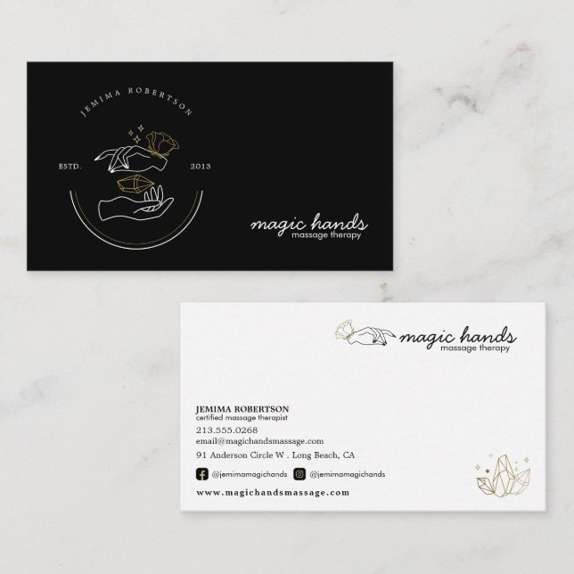 Tarjeta De Visita Terapia de Masaje de Manos Mágicas Esoteric (Anverso / Reverso)