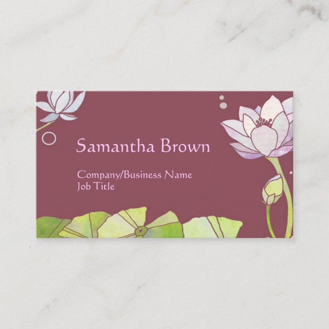 Tarjeta De Visita Terapia de masaje de moda Lotus (Anverso)