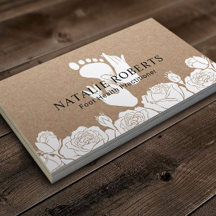 Tarjeta De Visita Terapia de Masaje de Pie Podiatrista Kraft Floral