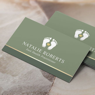 Tarjeta De Visita Terapia de Masaje de Pie Podiatrista Sage Green SP