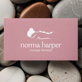 Tarjeta De Visita Terapia de Masaje de Piedra de Moda Rosa Wellness 