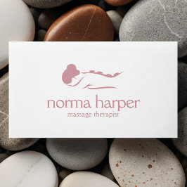 Tarjeta De Visita Terapia de Masaje de Piedra Rosa Wellness Day Spa