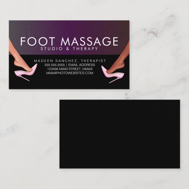 Tarjeta De Visita Terapia de masaje de pies con tacones de pies (Anverso / Reverso)