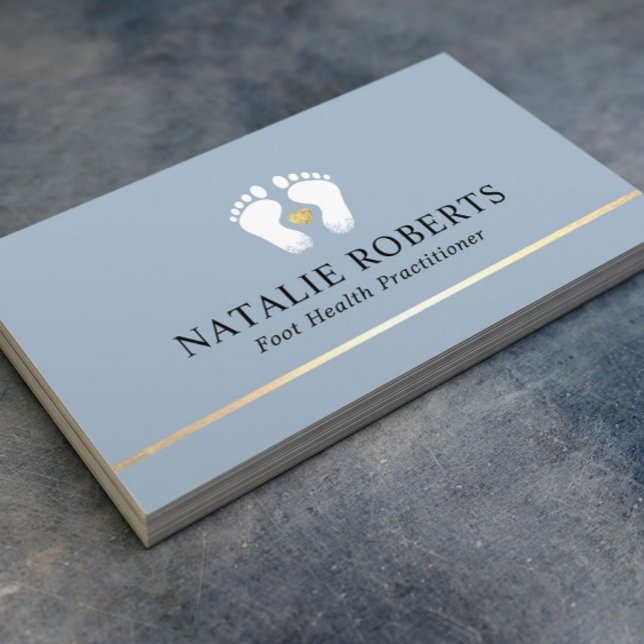 Tarjeta De Visita Terapia de masaje de pies Podiatrista Dusty Blue (Subido por el creador)
