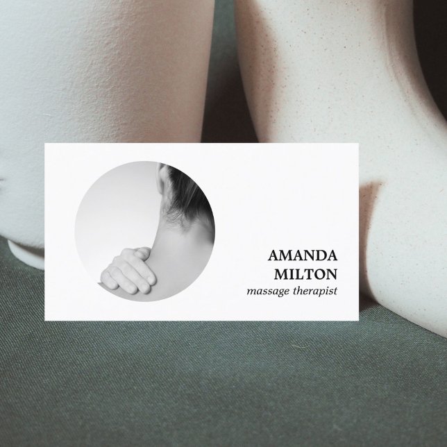 Tarjeta De Visita Terapia de Masaje Fotográfico Moderno Elegante (Subido por el creador)