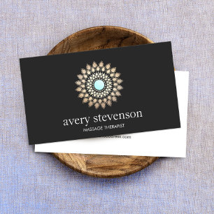 Tarjeta De Visita Terapia de masaje Gold Lotus Mandala y Yoga