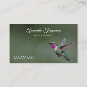 Tarjeta De Visita Terapia de Masaje Green Hummingbird