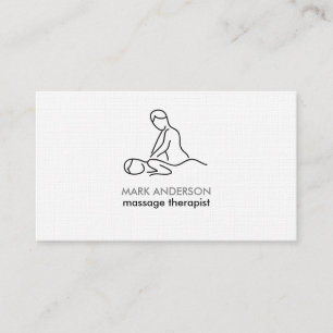 Tarjeta De Visita Terapia de Masaje Gris Blanco Negro Masajista Spa
