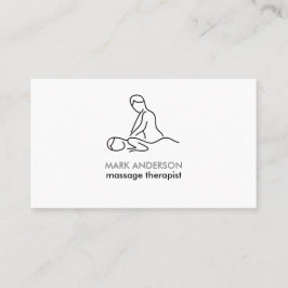 Tarjeta De Visita Terapia de Masaje Gris Blanco Negro Masajista Spa