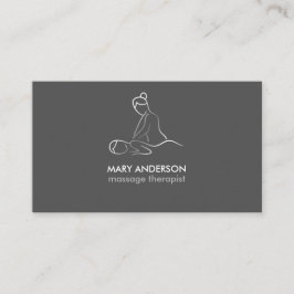 Tarjeta De Visita Terapia de Masaje Gris Plata Blanco Masajista Spa