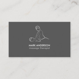 Tarjeta De Visita Terapia de Masaje Gris Plata Blanco Masajista Spa