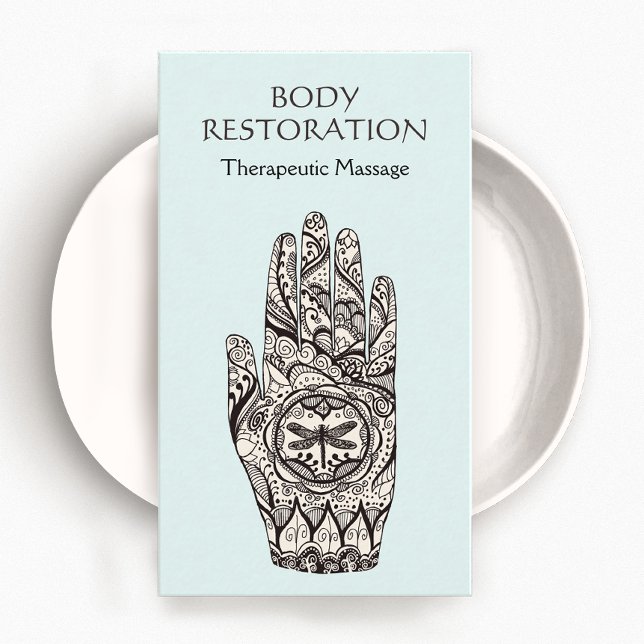 Tarjeta De Visita Terapia de Masaje Henna Dragonfly Tattoo Hand 1 (Subido por el creador)