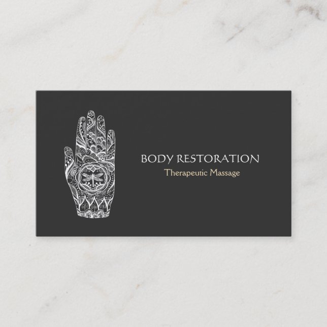 Tarjeta De Visita Terapia de Masaje Henna Dragonfly Tattoo Hand 5a (Anverso)