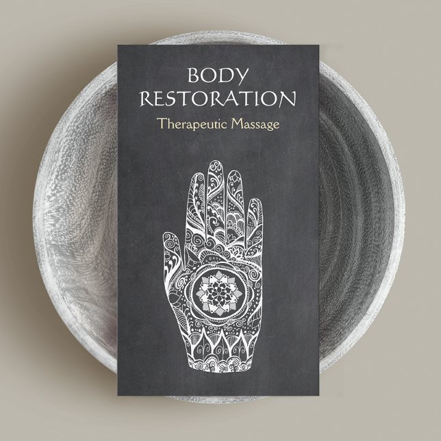 Tarjeta De Visita Terapia de Masaje Henna Lotus Tattoo Hand (Subido por el creador)