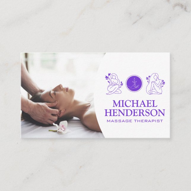 Tarjeta De Visita Terapia de Masaje | Logo de Beauty Health (Anverso)