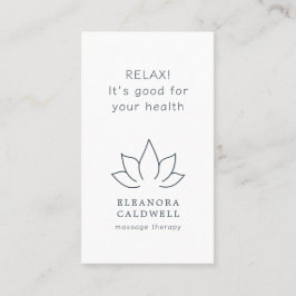 Tarjeta De Visita Terapia de masaje Logotipo Lotus Gris de carbón ve