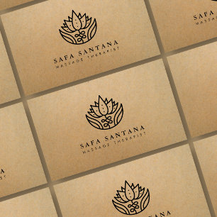 Tarjeta De Visita Terapia de Masaje Lotus Flower Kraft