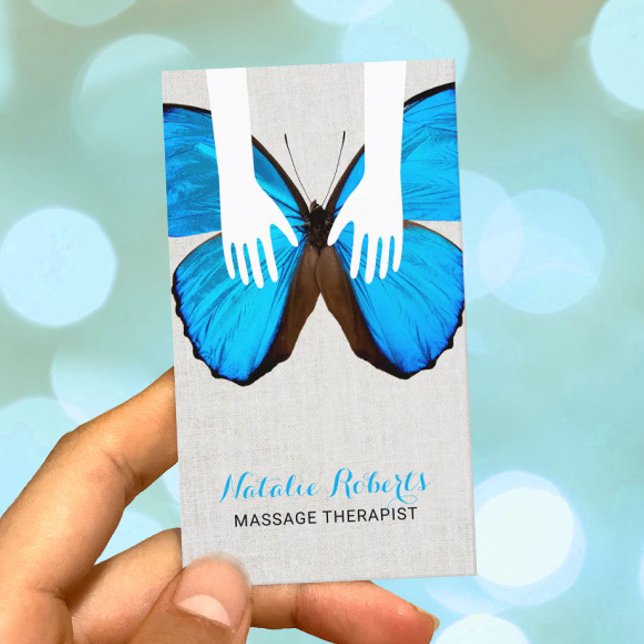 Tarjeta De Visita Terapia de Masaje Manos Curadoras y Spa Mariposa (Subido por el creador)