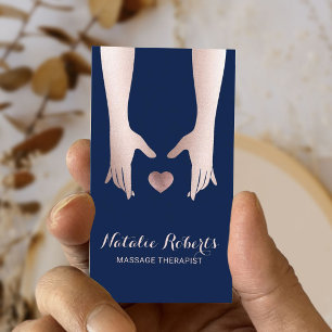 Tarjeta De Visita Terapia de Masaje Manos curativas y Azul de la Mar