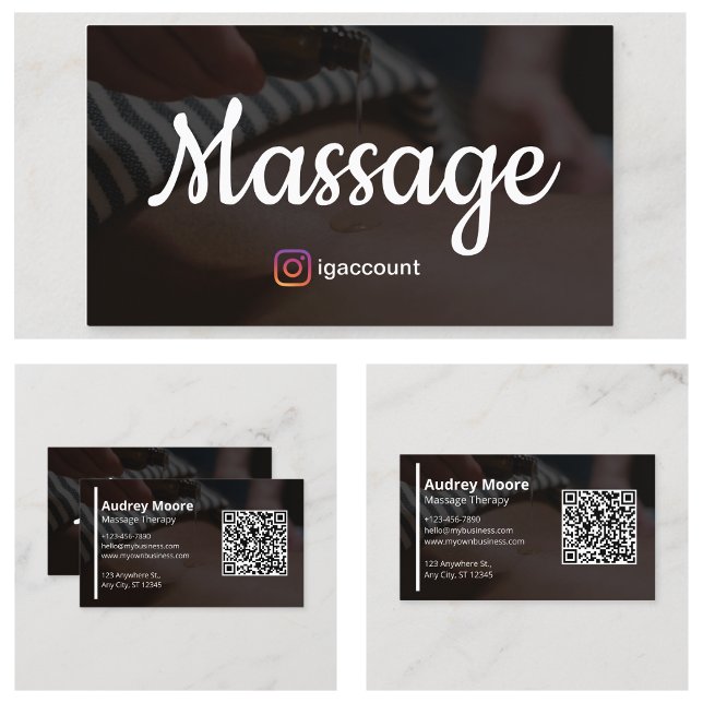 Tarjeta De Visita Terapia de masaje moderna Código QR (Modern Massage Therapy QR Code Business Card
)