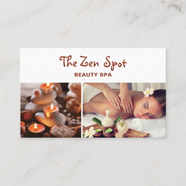 Tarjeta De Visita Terapia de Masaje Moderno Zen Stones Belleza Spa (Anverso)