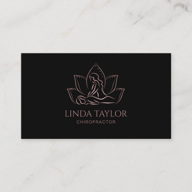Tarjeta De Visita Terapia de Masaje Profesional Lotus CHIROPRACTOR (Anverso)