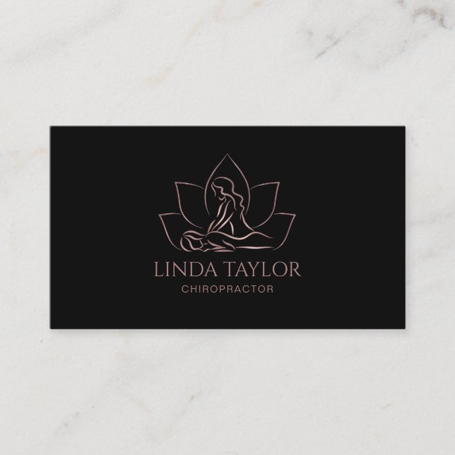 Tarjeta De Visita Terapia de Masaje Profesional Lotus CHIROPRACTOR (Anverso)
