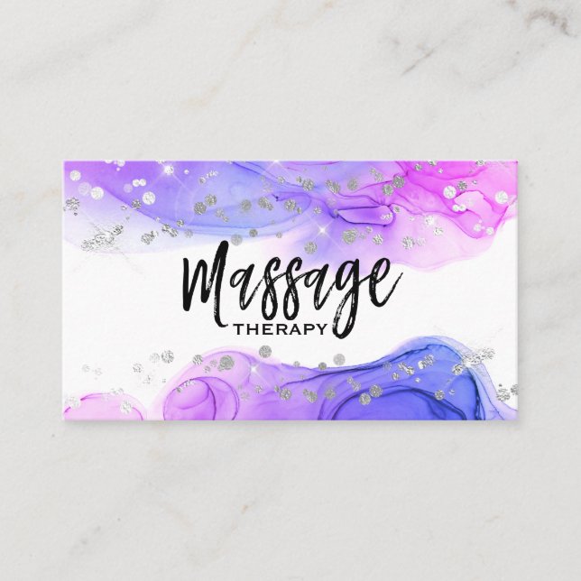 Tarjeta De Visita ** Terapia de Masaje - Purpurina de Terapia de Mas (Anverso)
