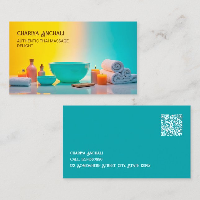 Tarjeta De Visita Terapia de Masaje 👍 QR (Anverso / Reverso)